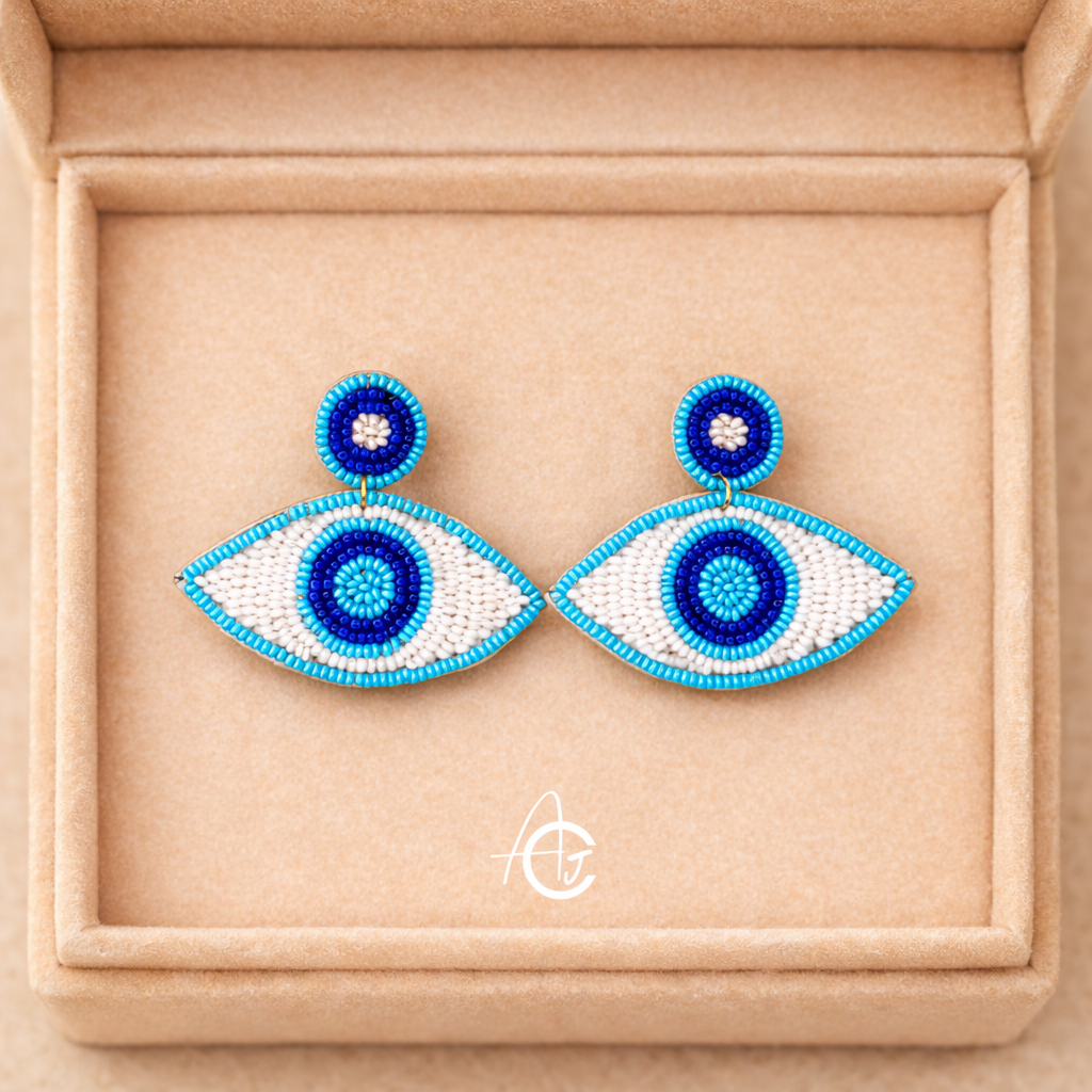 Beads Embroidered Earrings : Handmade