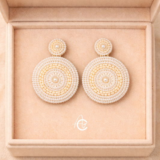 Beads Embroidered Earrings : Handmade