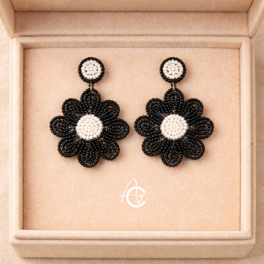 Beads Embroidered Earrings : Handmade