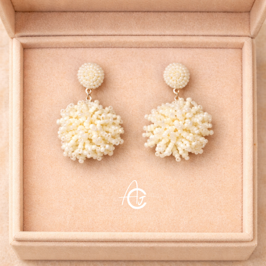 Beads Embroidered Earrings : Handmade