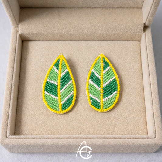 Beads Embroidered Earrings : Handmade