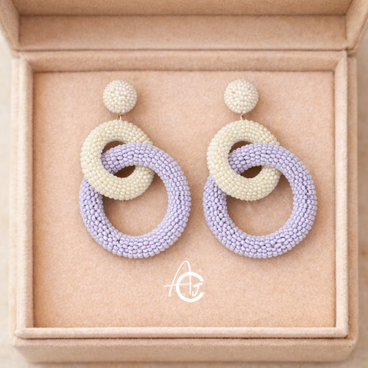 Beads Embroidered Earrings : Handmade