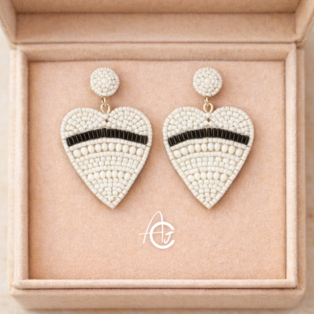 Beads Embroidered Earrings : Handmade
