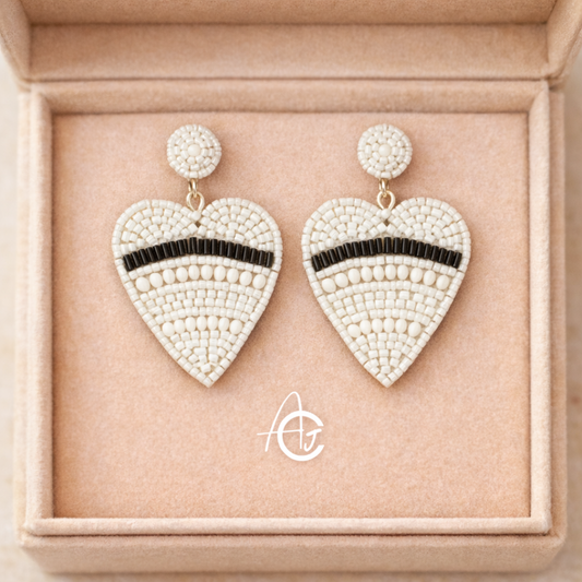 Beads Embroidered Earrings : Handmade