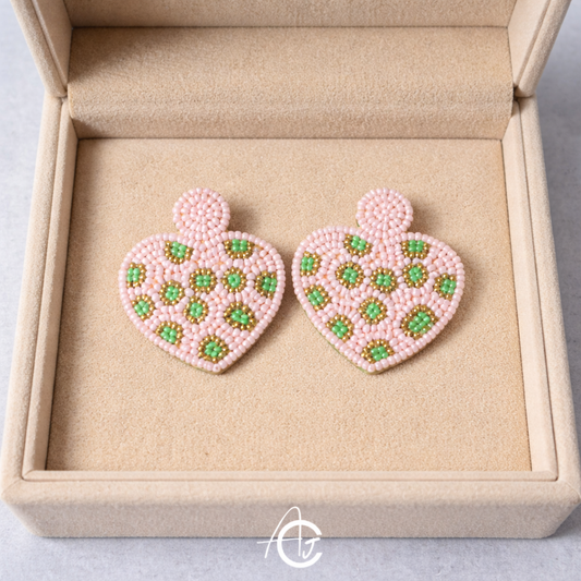 Beads Embroidered Earrings : Handmade