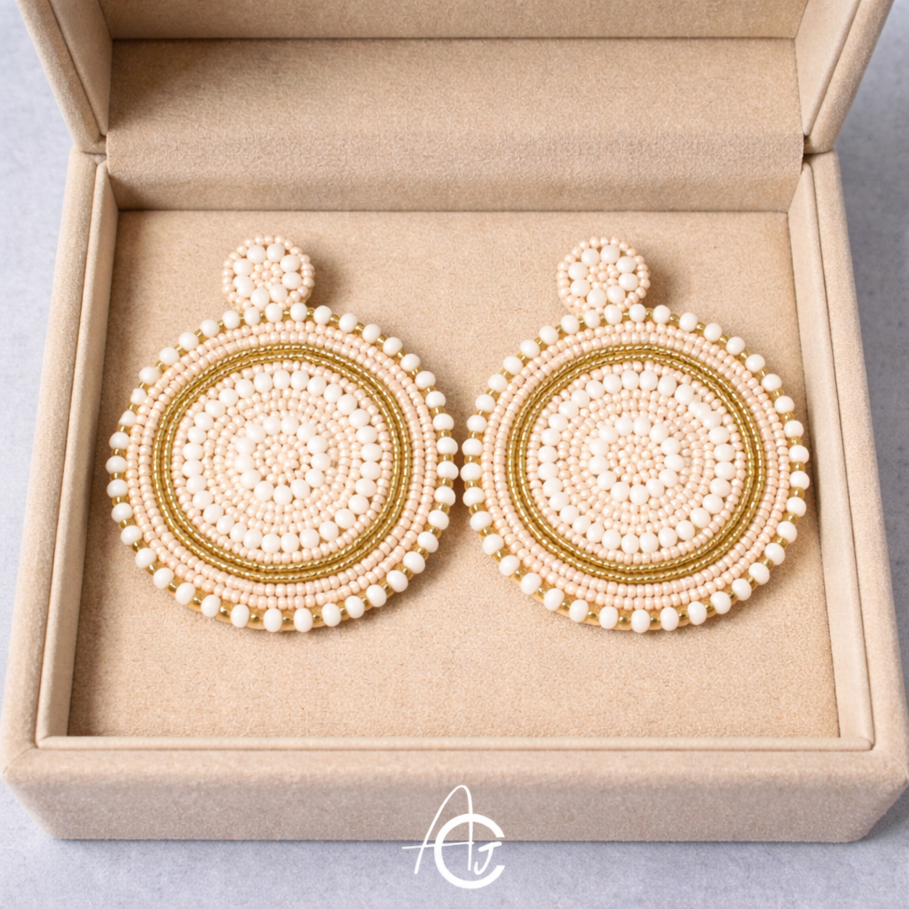 Beads Embroidered Earrings : Handmade