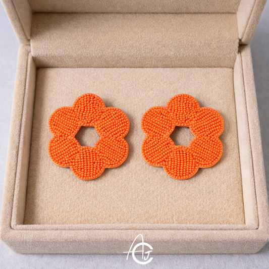 Beads Embroidered Earrings : Handmade