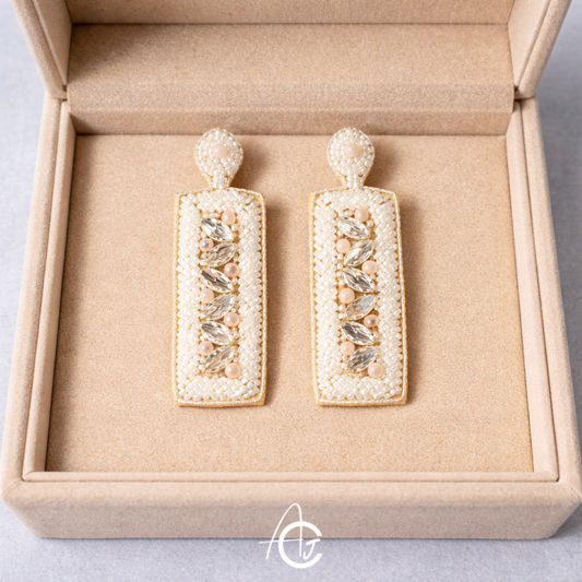 Beads Embroidered Earrings : Handmade