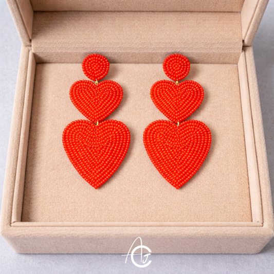 Beads Embroidered Earrings : Handmade