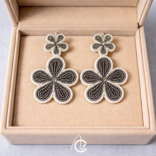 Beads Embroidered Earrings : Handmade