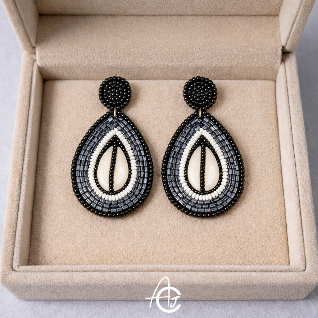 Kauri Embroidered Earrings : Handmade