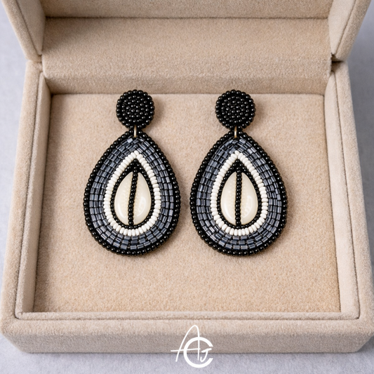 Kauri Embroidered Earrings : Handmade