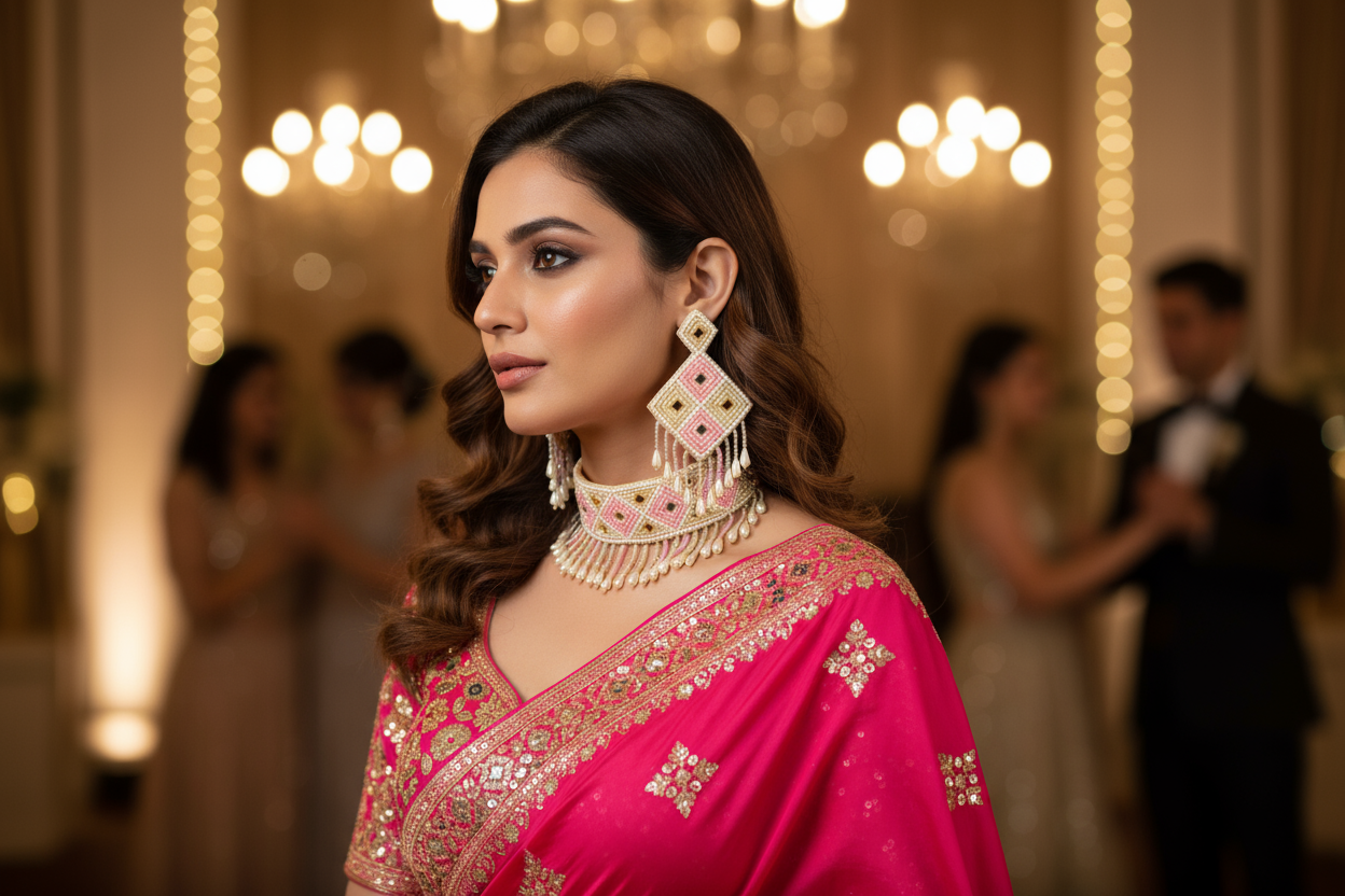 Beads Embroidered Necklace Set : Handmade