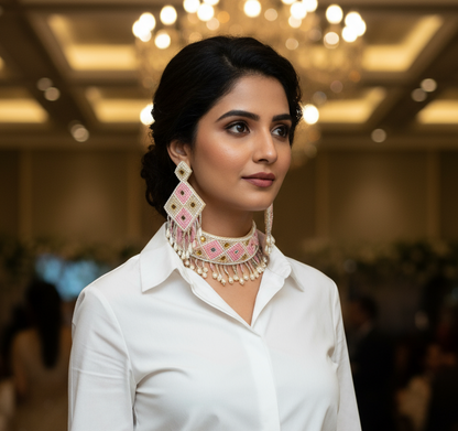 Beads Embroidered Necklace Set : Handmade