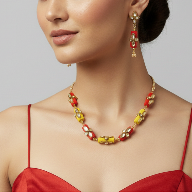 Beads Statement Necklace Set : Handmade