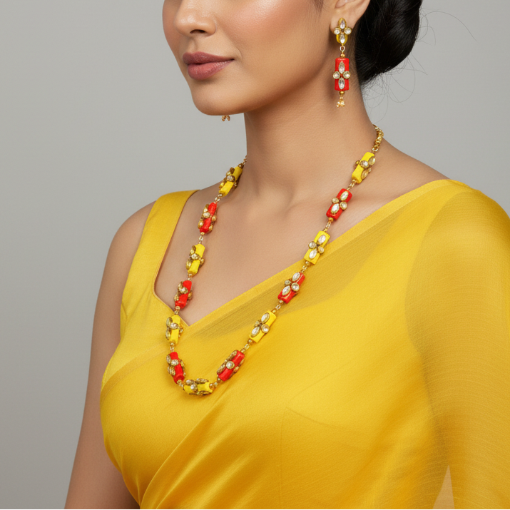 Beads Statement Necklace Set : Handmade