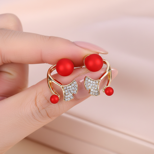 Red Pearl Drop Earrings