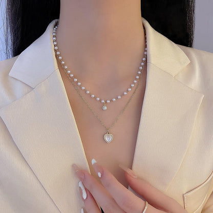 Pearl Layered Heart Necklace