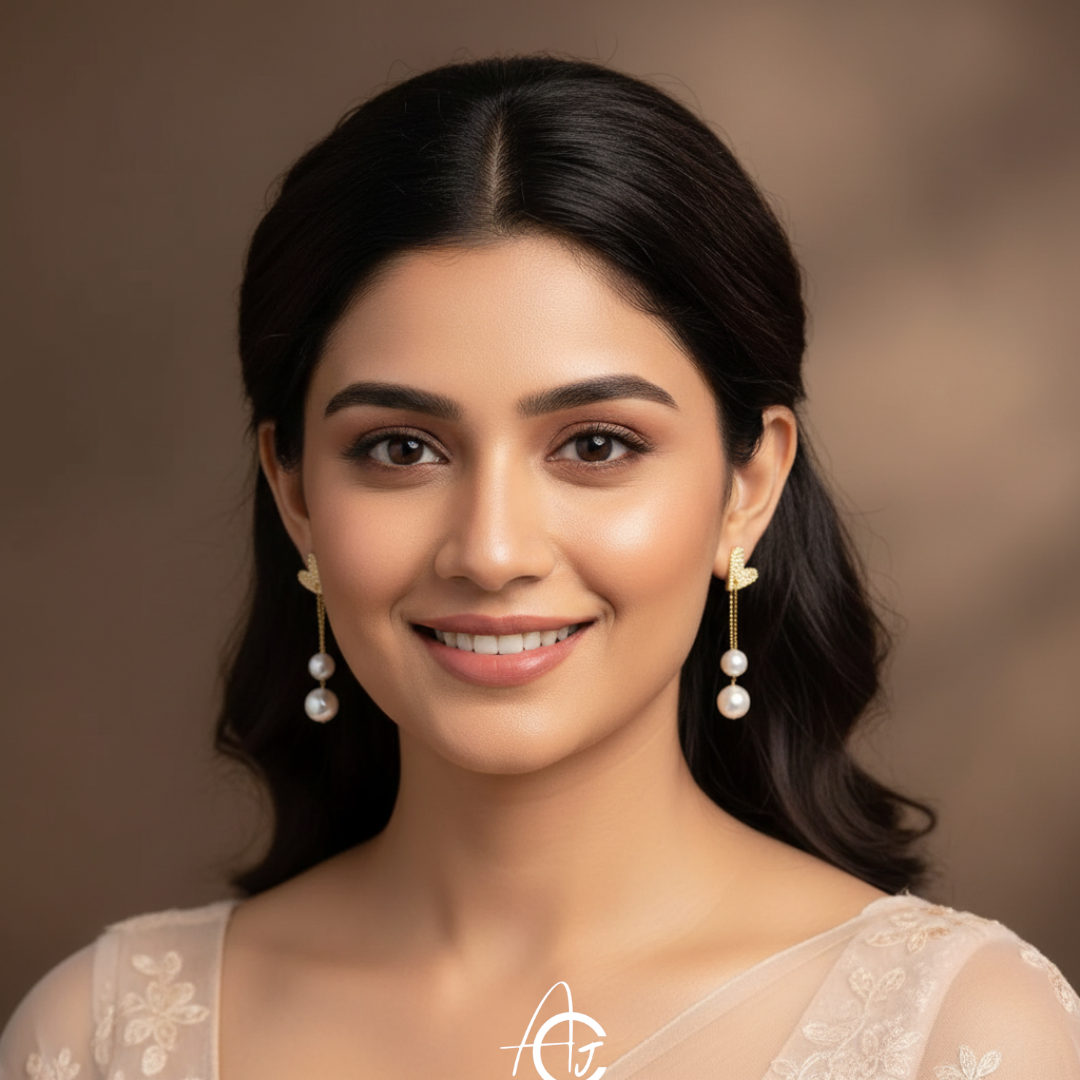 Heart Pearl Drop Earrings