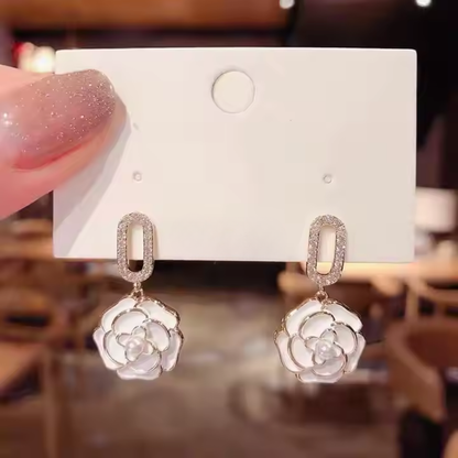 Flower Drop Bling Earrings