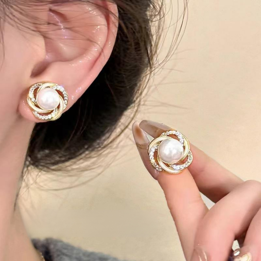 Bling Pearl Enamel Earrings