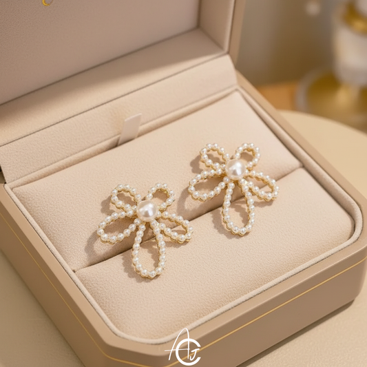 Pearl Flower Statement Earrings