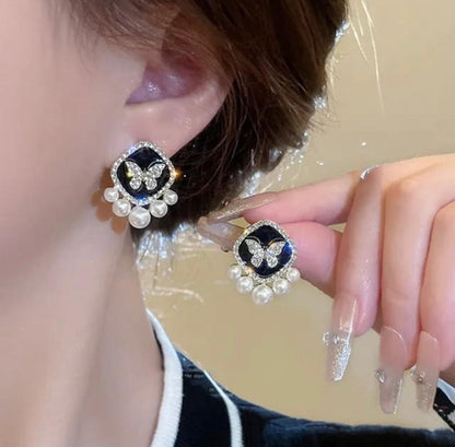 Butterfly Pearl Drop Earrings