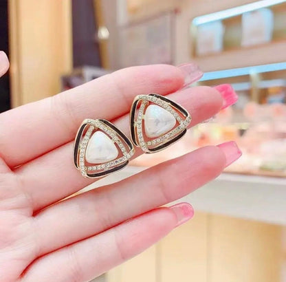 Bling Pearl Enamel Earrings