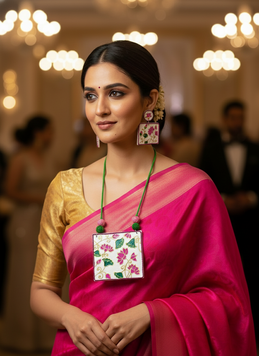 Statement Necklace set, Handpainted : Handmade