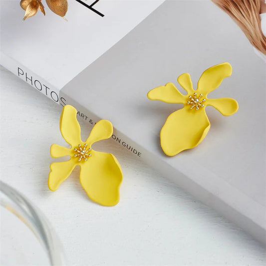 Flower Statement Earrings Yellow