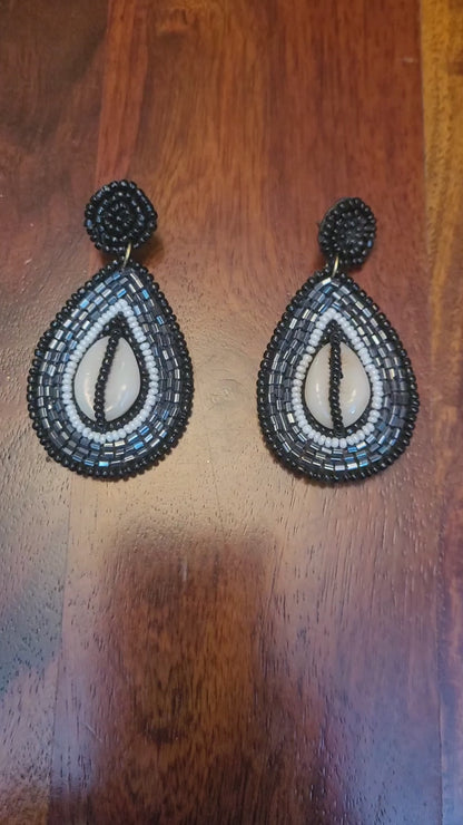 Ramneek Black Embroidered Earrings : Handmade