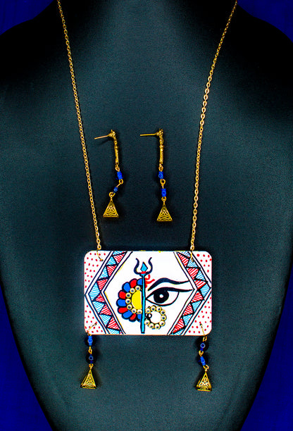 Shiv-Shiva Necklace Set, Handpainted : Handmade