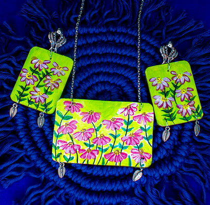 Blossom Necklace Set, Handpainted : Handmade