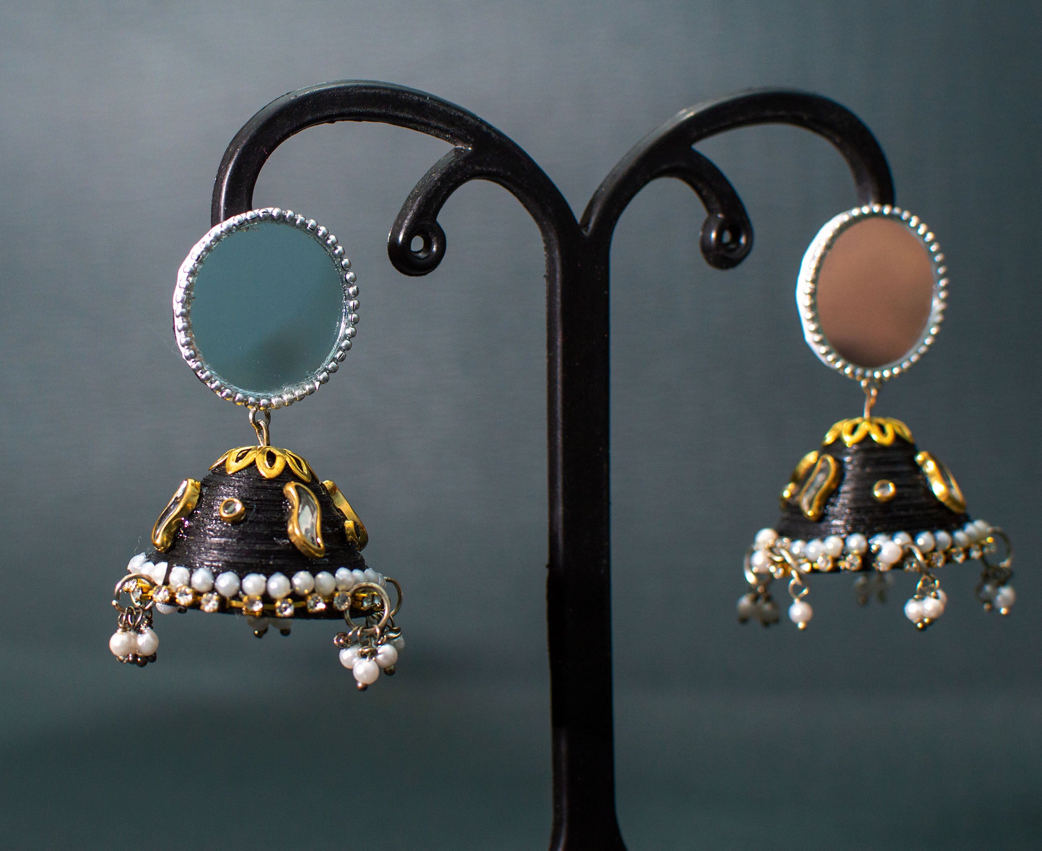 Party Wear Alloy Oxidized Silver Black Jhumki /Jhumka Earrings, Shape:  Round at Rs 165/pair in Delhi