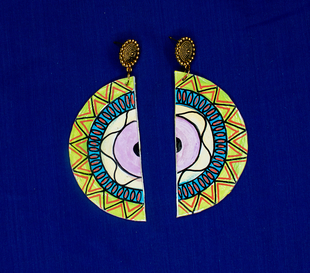 Chandrakala Earrings, Handpainted : Handmade
