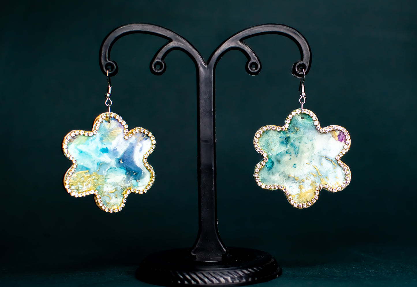 Flower Fluid Earrings : Handmade
