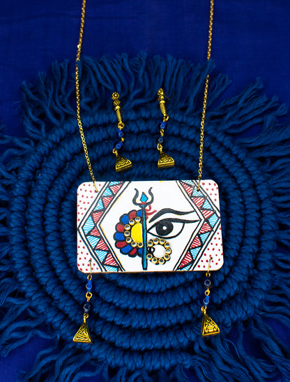 Shiv-Shiva Necklace Set, Handpainted : Handmade