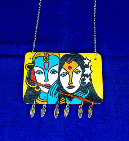 Radhe Krishna Necklace, Handpainted : Handmade