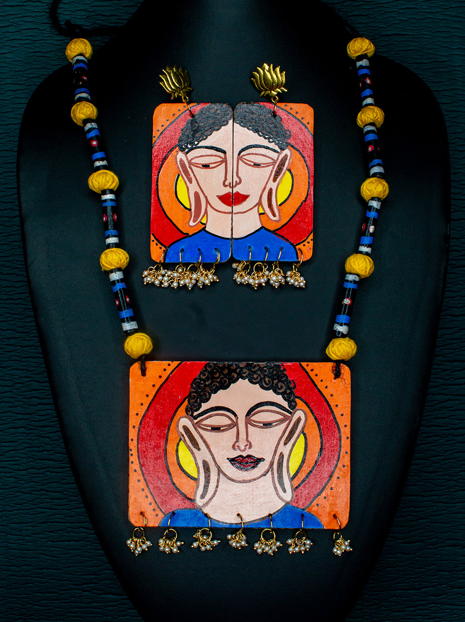 Buddha Necklace Set, Handpainted : Handmade