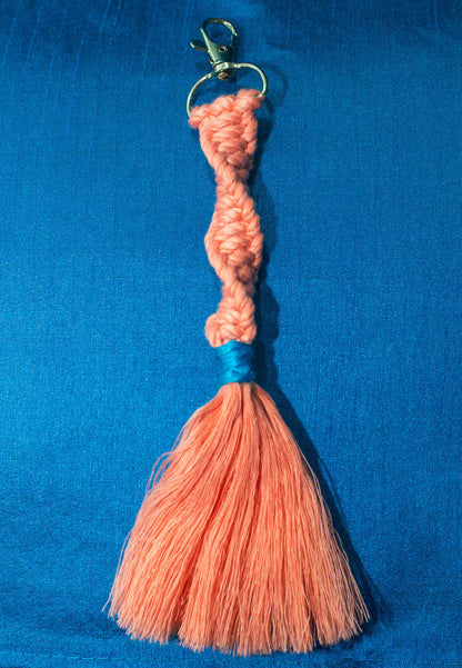 Peach Macrame Keychain / Bag Jewlery : Handmade