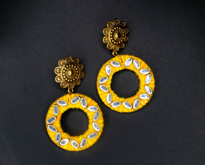Flora Yellow Earrings : Handmade