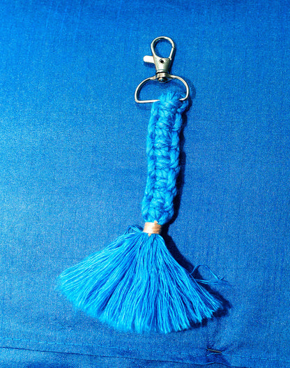 Blue Macrame Keychain / Bag Jewellery : Handmade
