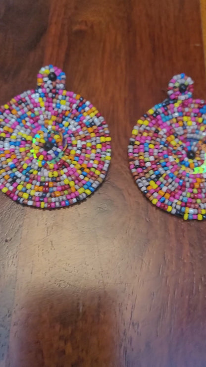 Chakra Earrings Embroidered : Handmade