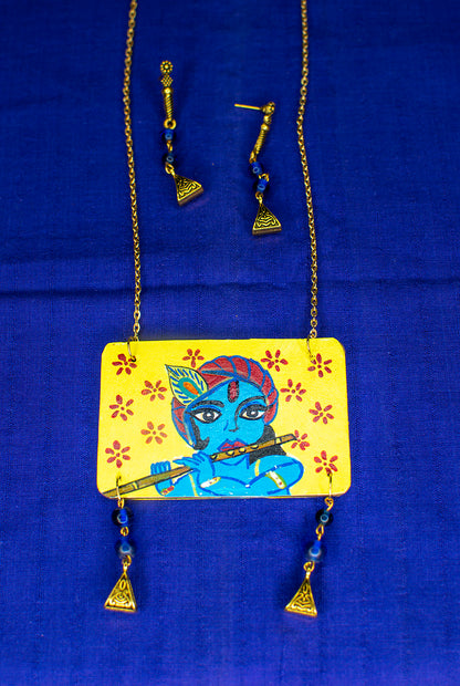 Kanha Necklace Set, Handpainted : Handmade