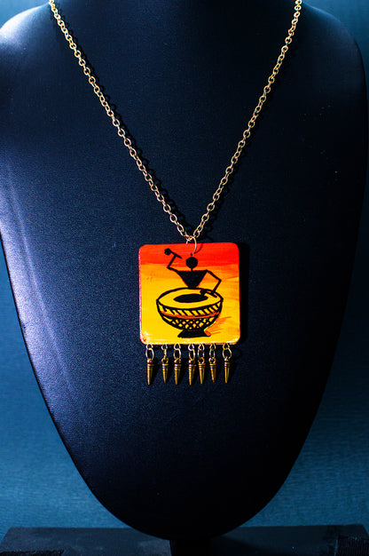 Warli Necklace, Handpainted : Handmade
