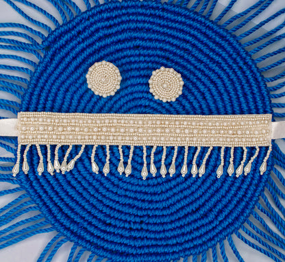 Beads Embroidered Necklace Set : Handmade