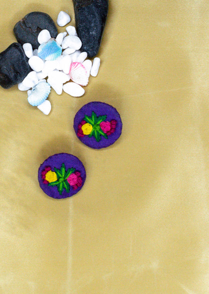 Abha Embroidered Fabric Earrings : Handmade