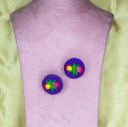 Abha Embroidered Fabric Earrings : Handmade