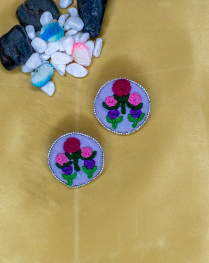 Vaishali Embroidered Fabric Earrings : Handmade