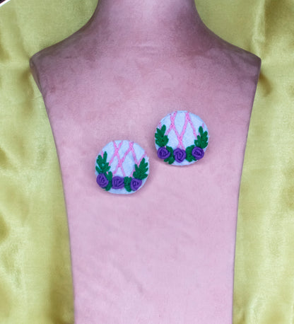 Yashita Embroidered Fabric Earrings : Handmade